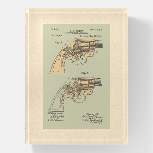 Vintage Revolver Patent Illustration Paperweight