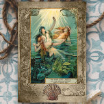 Vintage Rhinegold Mermaid Fantasy Decoupage Tissue Paper<br><div class="desc">Beautiful vintage illustration from Wagner's Rhinegold fable featuring the three Rhinemaiden sisters framed by an ornate engraved mermaid border with vintage seashell and text on distressed sepia background.</div>