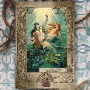 Vintage Rhinegold Mermaid Fantasy Decoupage Tissue Paper