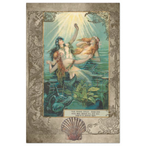 Vintage Rhinegold Mermaid Fantasy Decoupage Tissue Paper