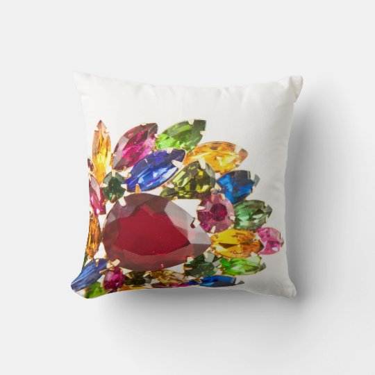 Vintage Rhinestone Throw Pillow