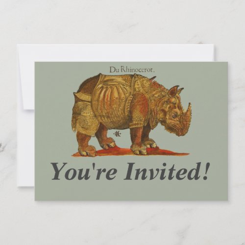 Vintage Rhino Durers Rhinoceros Antique Invitation
