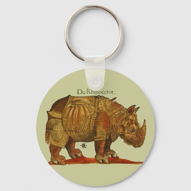 Vintage Rhino Durer's Rhinoceros Antique Keychain (Front)