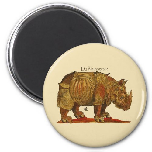 Vintage Rhino Durers Rhinoceros Antique Magnet