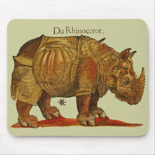 Vintage Rhino Durers Rhinoceros Antique Mouse Pad