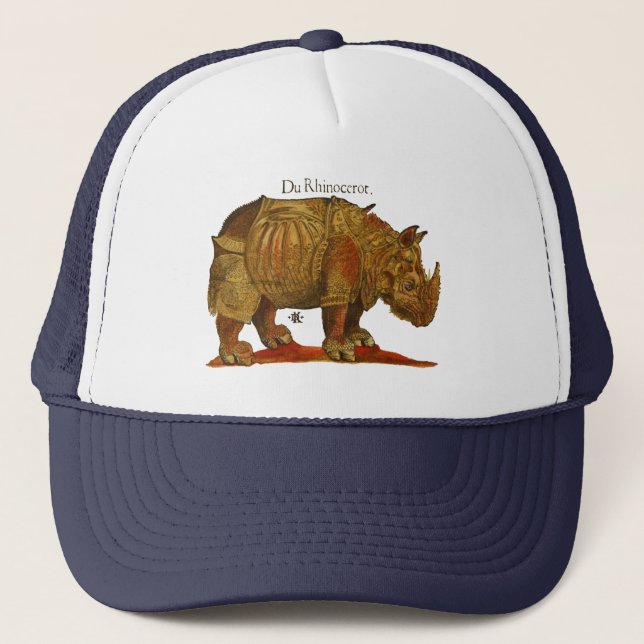 Vintage Rhino Durer's Rhinoceros Antique Trucker Hat (Front)