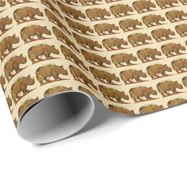 Vintage Rhino Durer's Rhinoceros Antique Wrapping Paper (Roll Corner)