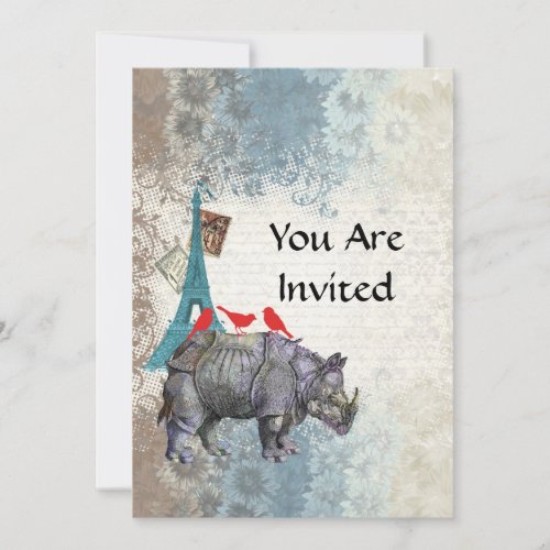 Vintage rhino invitation