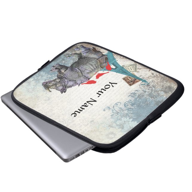 Vintage rhino laptop sleeve (Front Bottom)