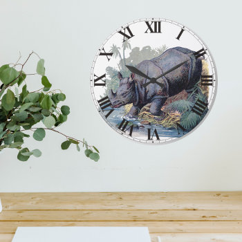 Vintage Rhino Large Clock by BluePress at Zazzle