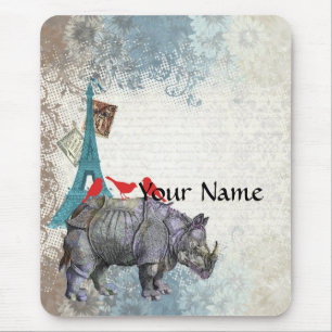 Vintage rhino mouse pad