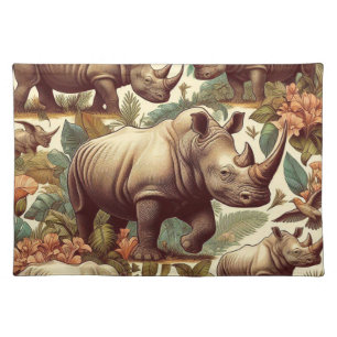 Vintage Rhino Seamless Cloth Placemat