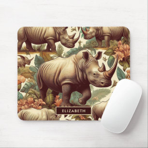 Vintage Rhino Seamless Mouse Pad