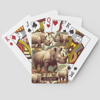 Vintage Rhino Seamless Poker Cards