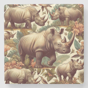Vintage Rhino Seamless Stone Coaster
