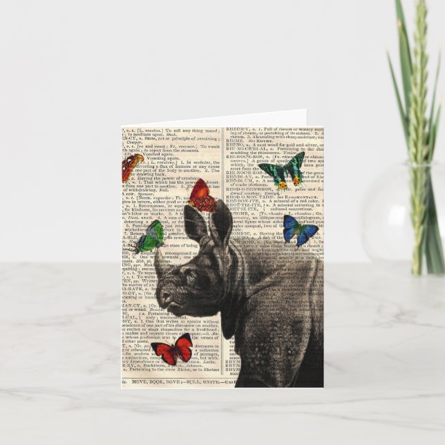 Vintage Rhinoceros Butterflies Notecard (Front)