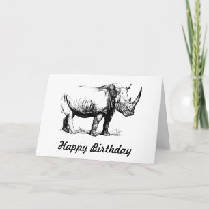 Vintage Rhinoceros Illustration, Animal Card