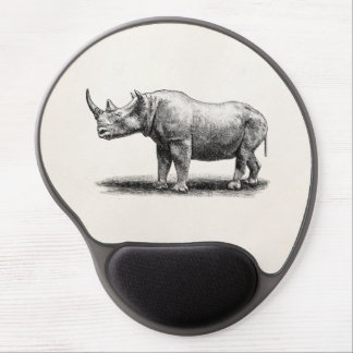 Vintage Rhinoceros Illustration Rhino Rhinos Gel Mouse Pad