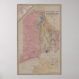 Vintage Rhode Island Geological Map (1840) Poster