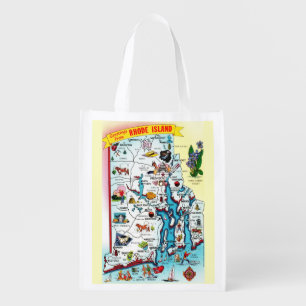 Vintage Rhode Island Map Reusable Bag