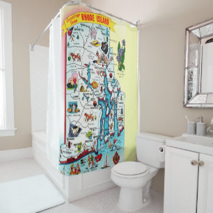 Vintage Rhode Island Map Shower Curtain