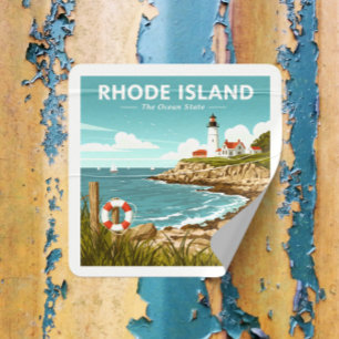Vintage Rhode Island Square Sticker