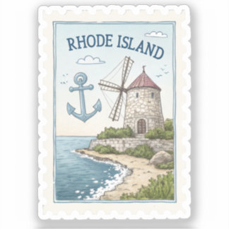 Vintage Rhode Island Windmill Anchor Stamp Sticker
