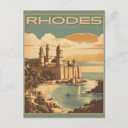 Vintage Rhodes Greece _ Rhodes Island greece trip Postcard