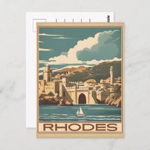 Vintage Rhodes Greece - Rhodes Island greece trip Postcard