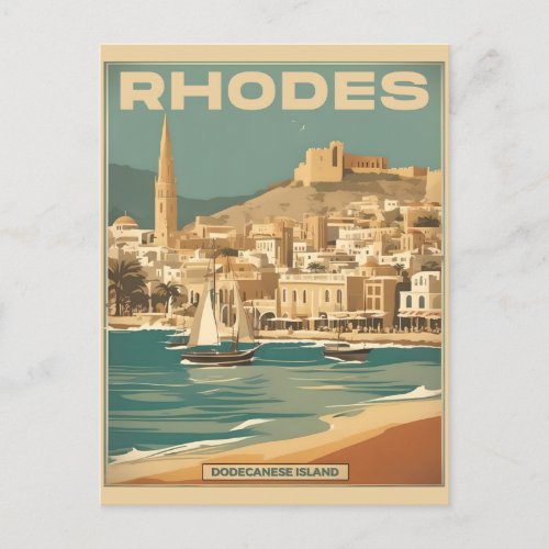 Vintage Rhodes Greece _ Rhodes Island greece trip Postcard