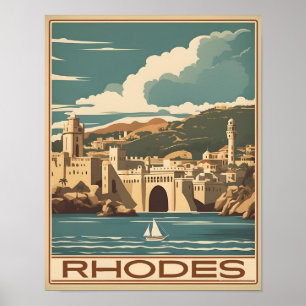 Vintage Rhodes Greece - Rhodes Island greece trip Poster