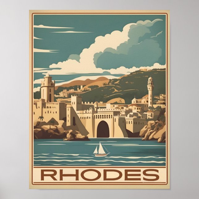 Vintage Rhodes Greece - Rhodes Island greece trip Poster (Front)