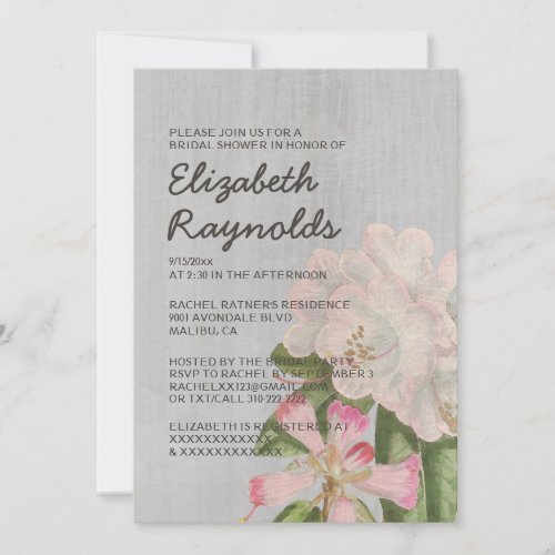 Vintage Rhododendron Bridal Shower Invitations