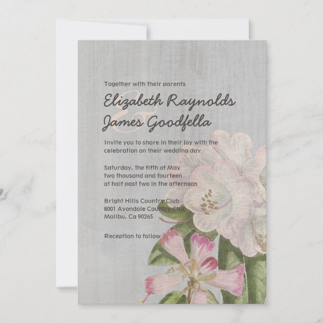 Vintage Rhododendron Wedding Invitations