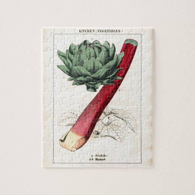 Vintage Rhubarb Botanical Print Jigsaw Puzzle (Vertical)