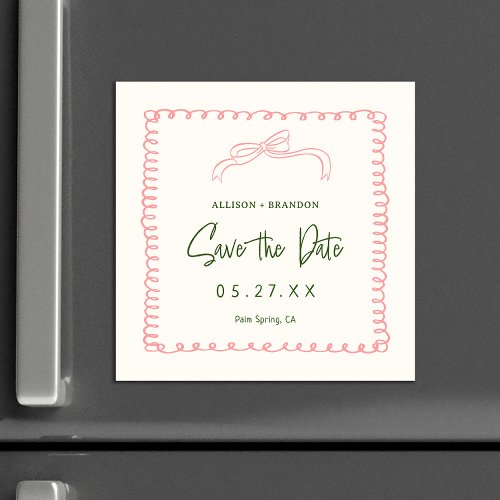 Vintage Ribbon Save The Date Wedding Magnets