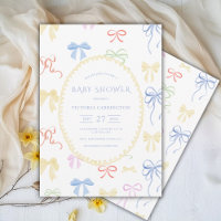 Vintage Ribbons Watercolor Baby Shower