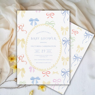 Vintage Ribbons Watercolor Baby Shower Invitation