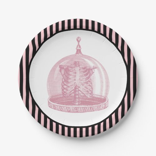 Vintage Ribcage in a Cloche  Halloween Apothecary Paper Plates