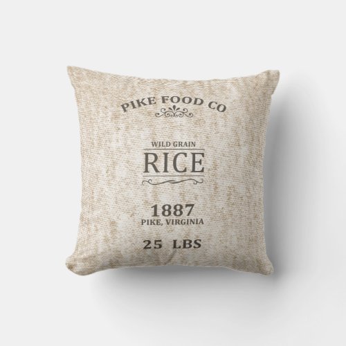 Vintage Rice Sack Throw Pillow