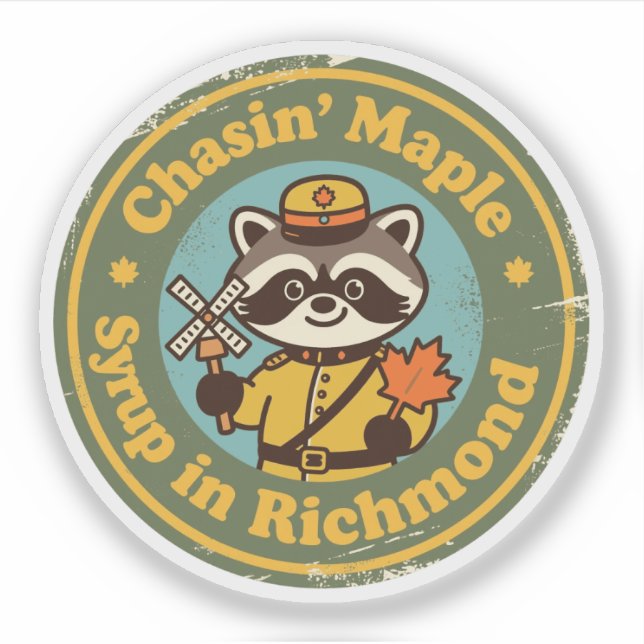 Vintage Richmond Maple Syrup Raccoon Sticker (Front)