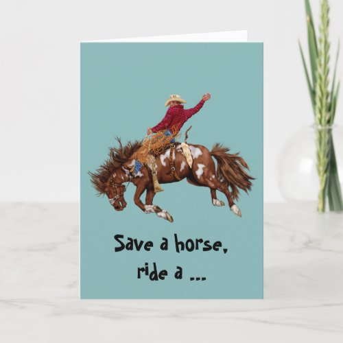Vintage ride a horse cowboy card
