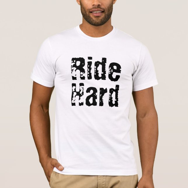 Vintage Ride Hard Print Biker Shirt, Grunge Biker T-Shirt (Front)