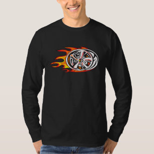 Vintage Rims In Fire Car Wheels Retro Racing Hubca T-Shirt