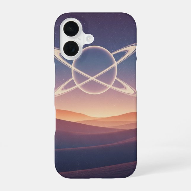 Vintage Ringed Planet Above the Hills iPhone Case (Back)
