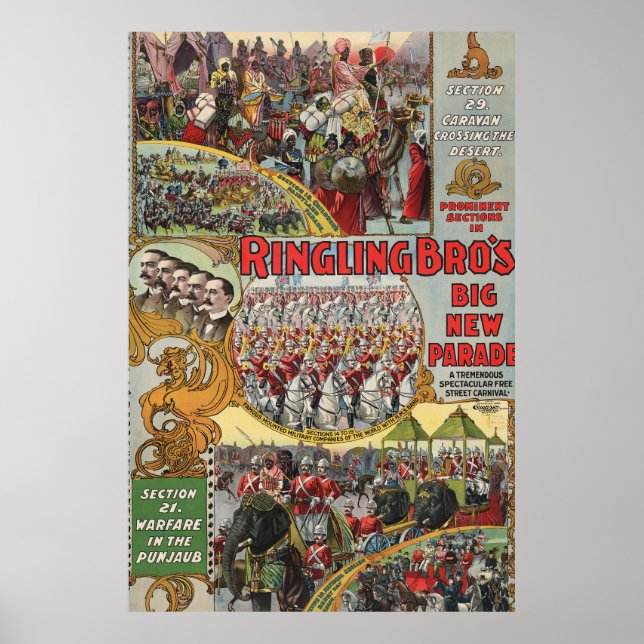 Vintage Ringling Bros. Big Parade Poster (Front)