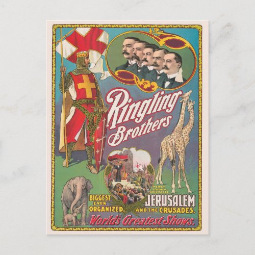 Vintage Ringling Brothers Circus Poster Postcard