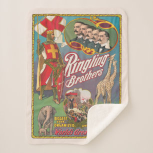 Vintage Ringling Brothers Circus Poster Sherpa Blanket