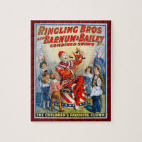 Vintage Ringling Brothers Clown Circus Poster Kids