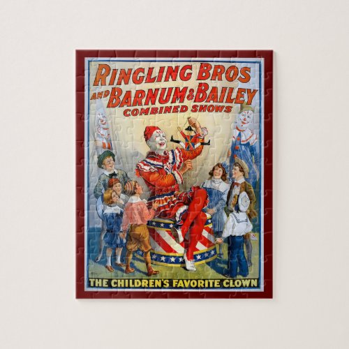 Vintage Ringling Brothers Clown Circus Poster Kids Jigsaw Puzzle
